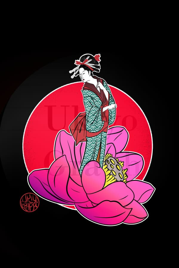 Geisha et fleur de lotus