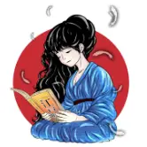 fille japonaise qui lit un livre sur des histoires de l'ère Edo